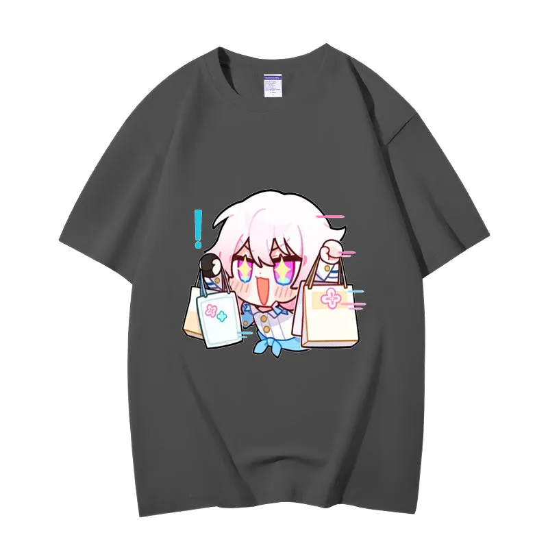 Fashion Anime Honkai: Star Rail March 7th 230g GSM Hipster Style Oversized Cotton T-shirt