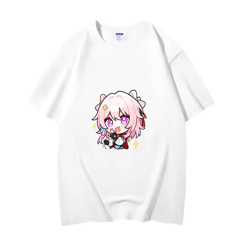 Fashion Anime Honkai Star Rail March 7th 230g GSM Hipster Style Oversized Cotton T-shirt