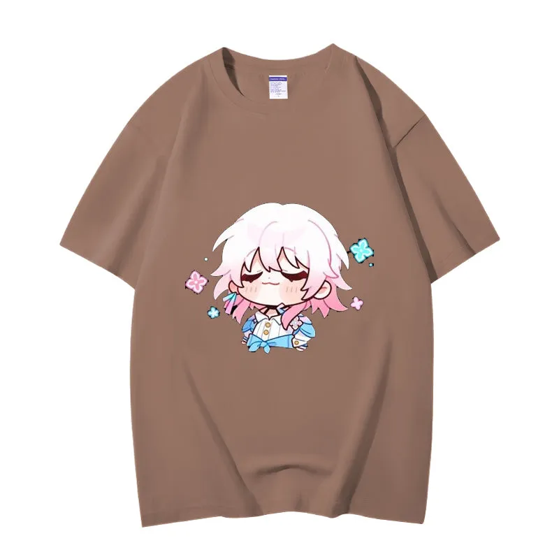Fashion Anime Honkai: Star Rail March 7th 230g GSM Hipster Style Oversized Cotton T-shirt
