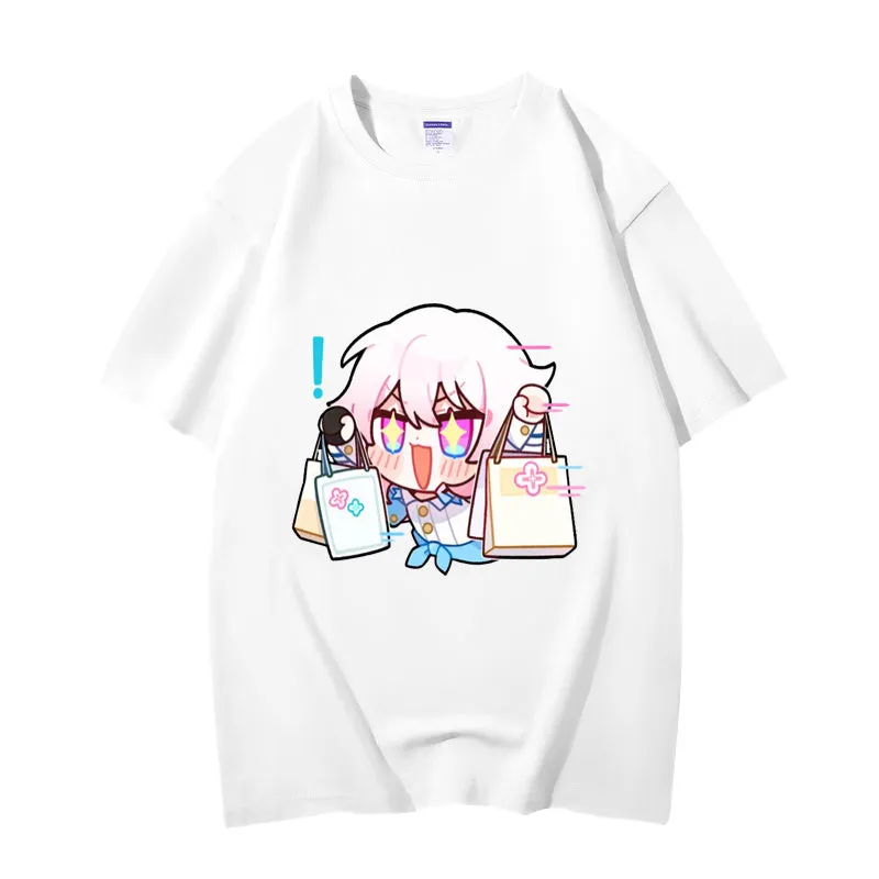 Fashion Anime Honkai: Star Rail March 7th 230g GSM Hipster Style Oversized Cotton T-shirt