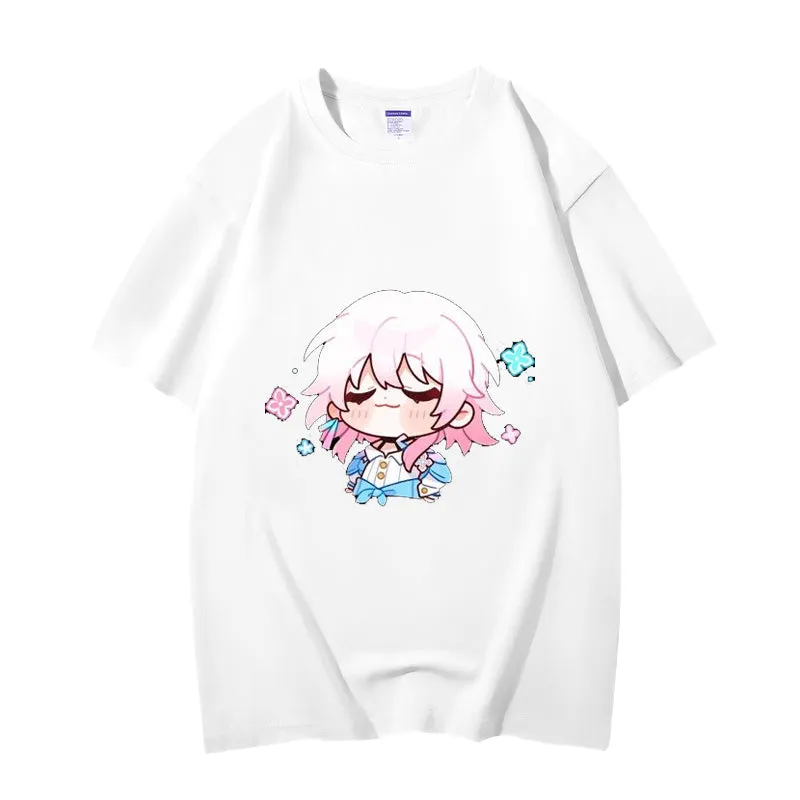 Fashion Anime Honkai: Star Rail March 7th 230g GSM Hipster Style Oversized Cotton T-shirt