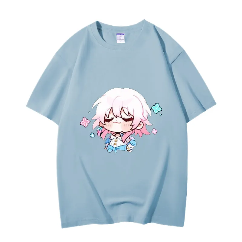 Fashion Anime Honkai: Star Rail March 7th 230g GSM Hipster Style Oversized Cotton T-shirt