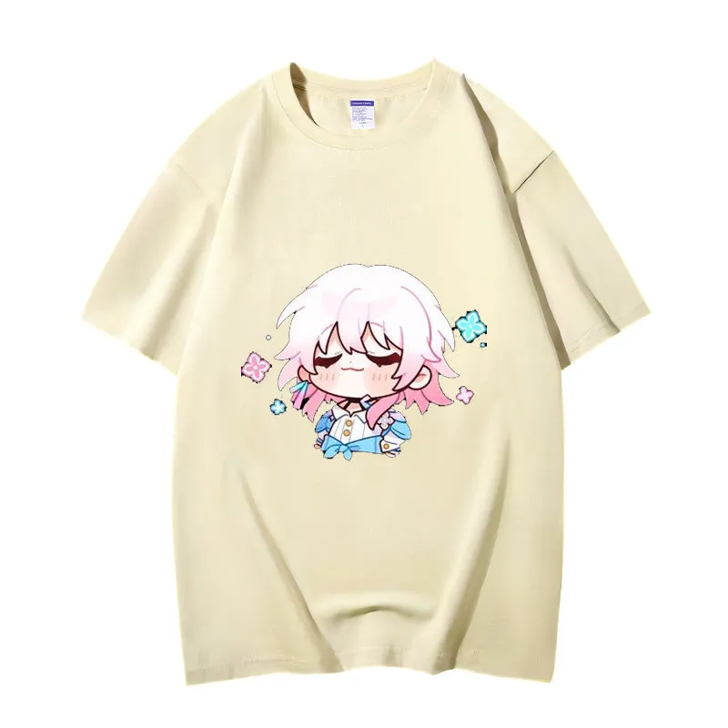Fashion Anime Honkai: Star Rail March 7th 230g GSM Hipster Style Oversized Cotton T-shirt