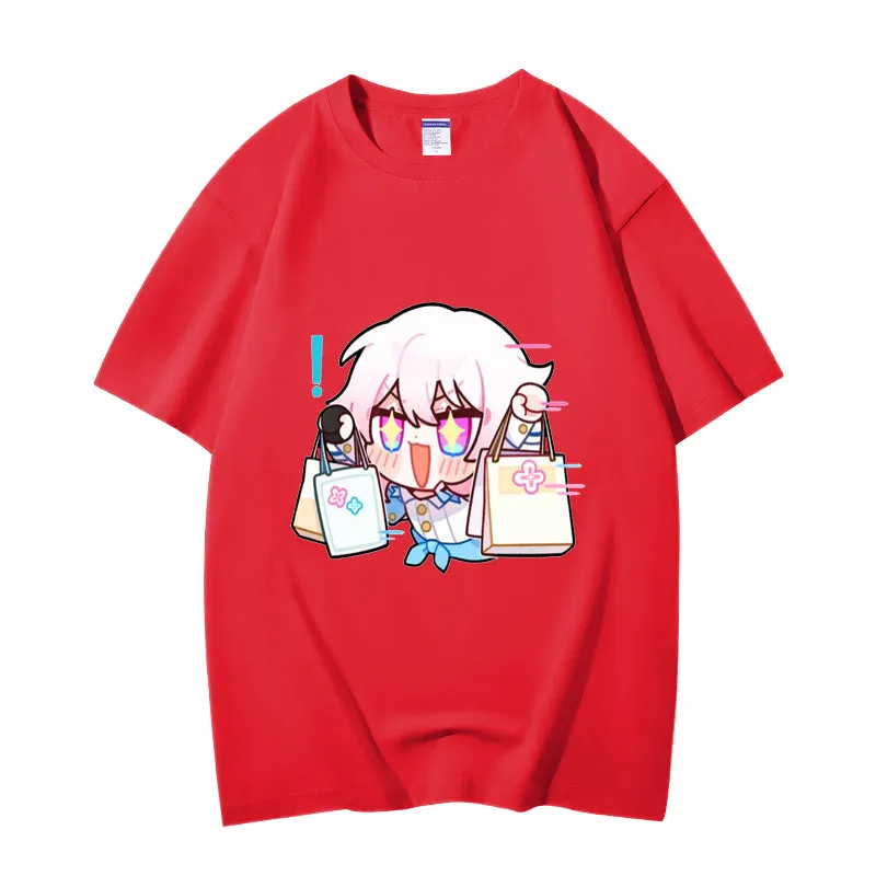 Fashion Anime Honkai: Star Rail March 7th 230g GSM Hipster Style Oversized Cotton T-shirt