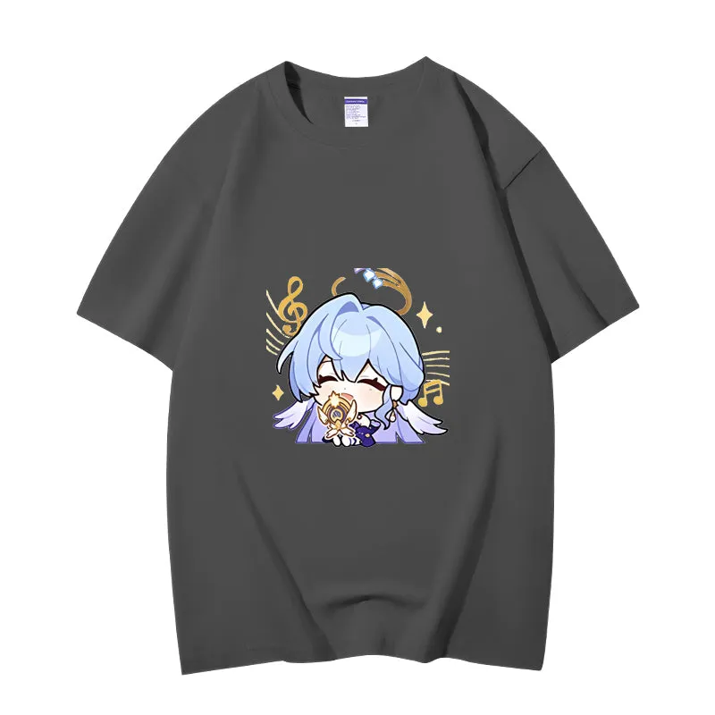 Fashion Anime Honkai: Star Rail Robin 230g GSM Hipster Style Oversized Cotton T-shirt