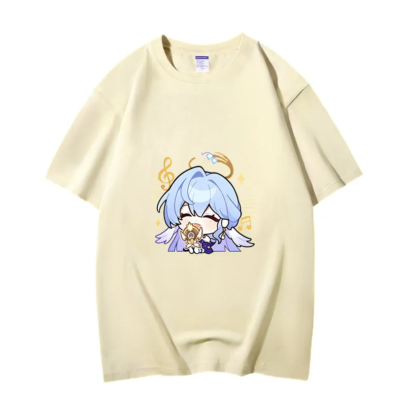 Fashion Anime Honkai: Star Rail Robin 230g GSM Hipster Style Oversized Cotton T-shirt