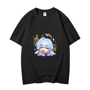 Fashion Anime Honkai: Star Rail Robin 230g GSM Hipster Style Oversized Cotton T-shirt