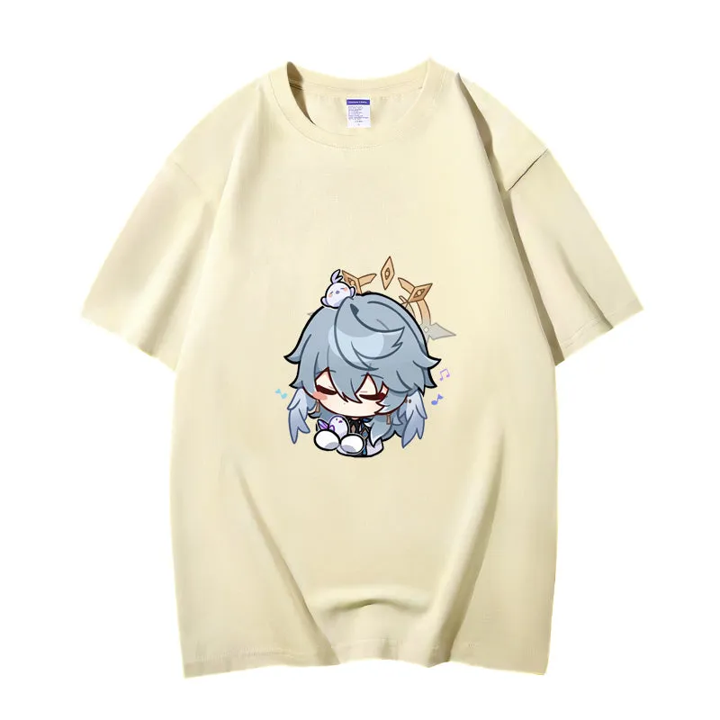 Fashion Anime Honkai: Star Rail Sunday 230g GSM Hipster Style Oversized Cotton T-shirt