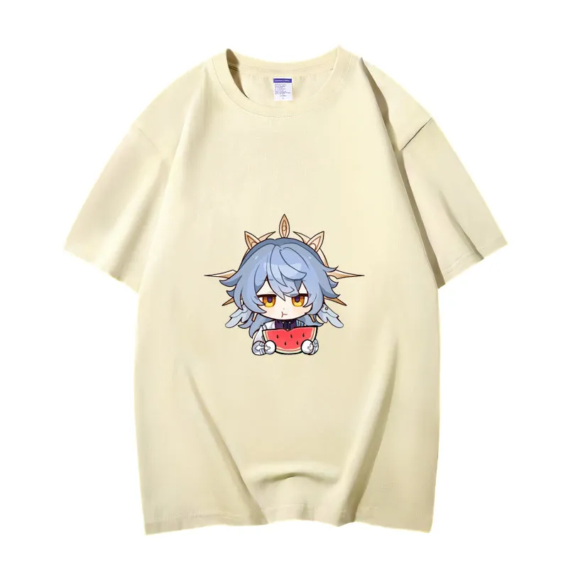 Fashion Anime Honkai: Star Rail Sunday 230g GSM Hipster Style Oversized Cotton T-shirt