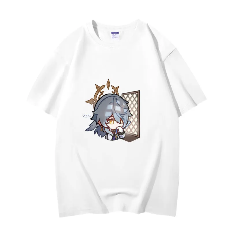 Fashion Anime Honkai Star Rail Sunday 230g GSM Hipster Style Oversized Cotton T-shirt