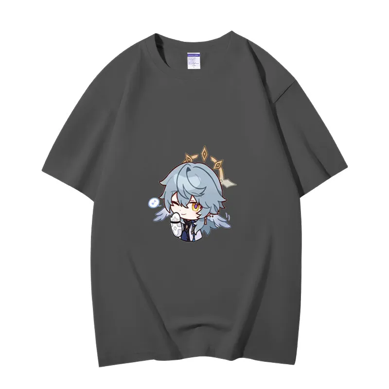 Fashion Anime Honkai Star Rail Sunday 230g GSM Hipster Style Oversized Cotton T-shirt