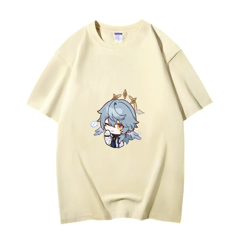 Fashion Anime Honkai Star Rail Sunday 230g GSM Hipster Style Oversized Cotton T-shirt