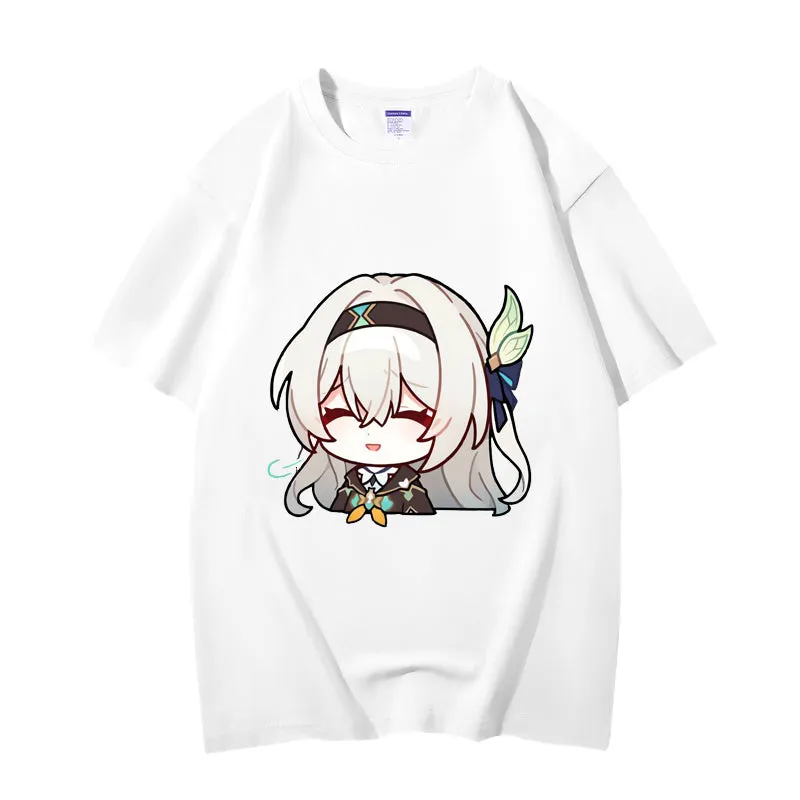 Fashion Anime Honkai：StarRail Firefly 230g GSM Hipster Style Oversized Cotton T-shirt