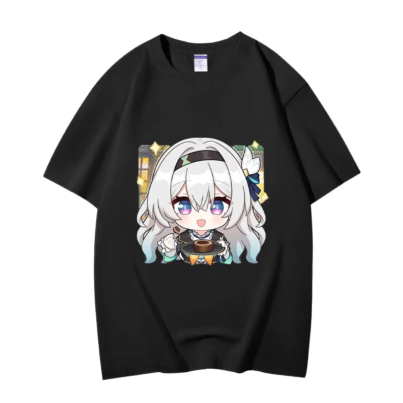 Fashion Anime Honkai：StarRail Firefly 230g GSM Hipster Style Oversized Cotton T-shirt