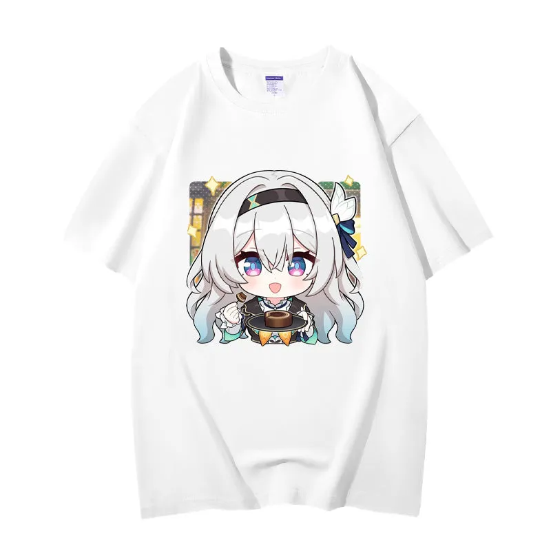 Fashion Anime Honkai：StarRail Firefly 230g GSM Hipster Style Oversized Cotton T-shirt