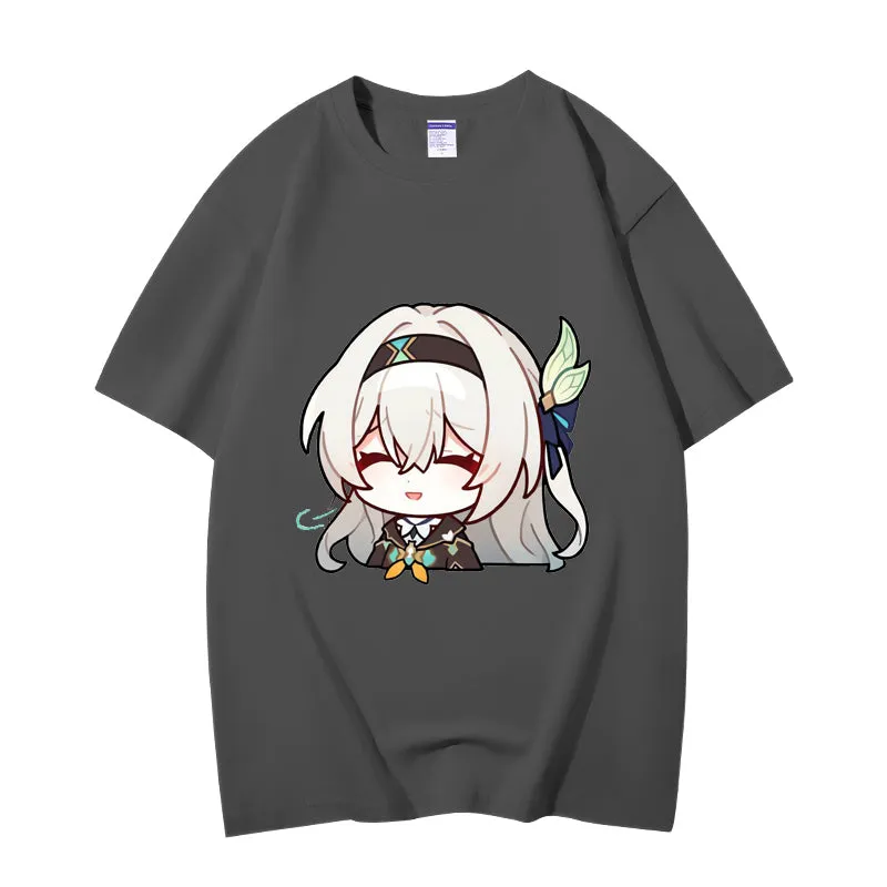 Fashion Anime Honkai：StarRail Firefly 230g GSM Hipster Style Oversized Cotton T-shirt
