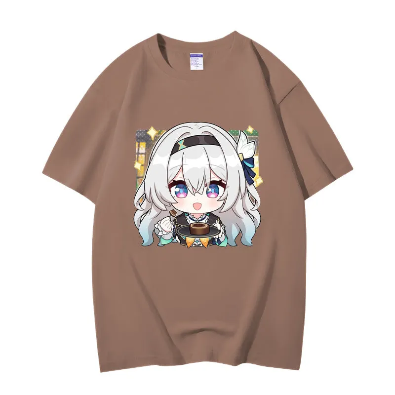Fashion Anime Honkai：StarRail Firefly 230g GSM Hipster Style Oversized Cotton T-shirt