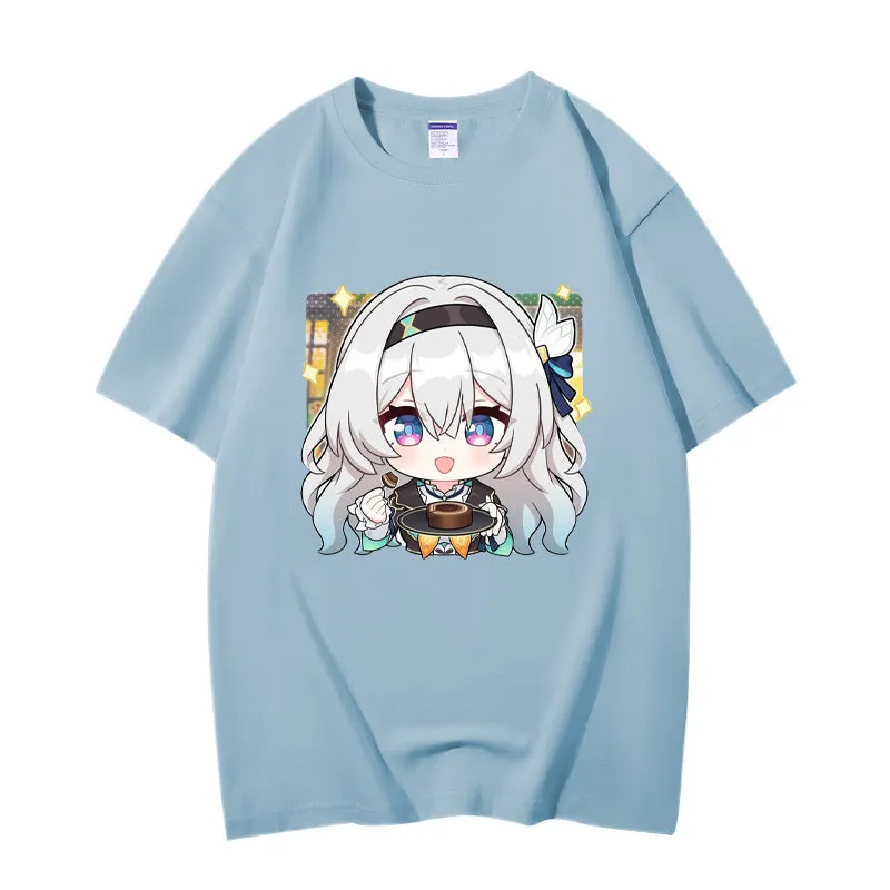 Fashion Anime Honkai：StarRail Firefly 230g GSM Hipster Style Oversized Cotton T-shirt