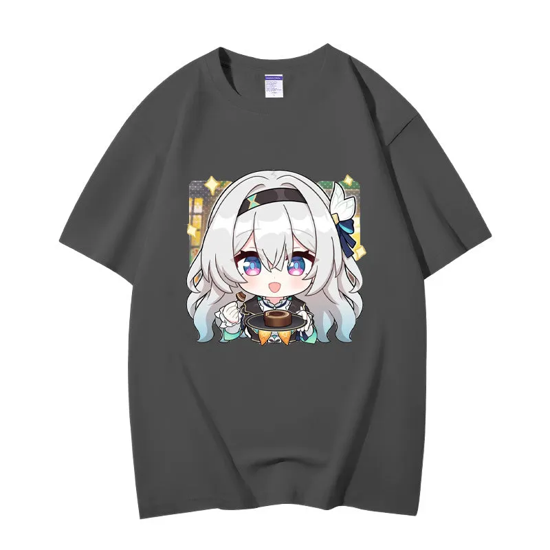 Fashion Anime Honkai：StarRail Firefly 230g GSM Hipster Style Oversized Cotton T-shirt