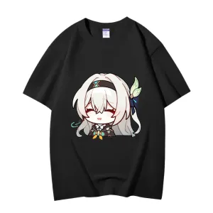 Fashion Anime Honkai：StarRail Firefly 230g GSM Hipster Style Oversized Cotton T-shirt