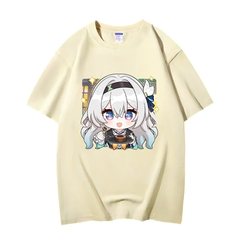 Fashion Anime Honkai：StarRail Firefly 230g GSM Hipster Style Oversized Cotton T-shirt