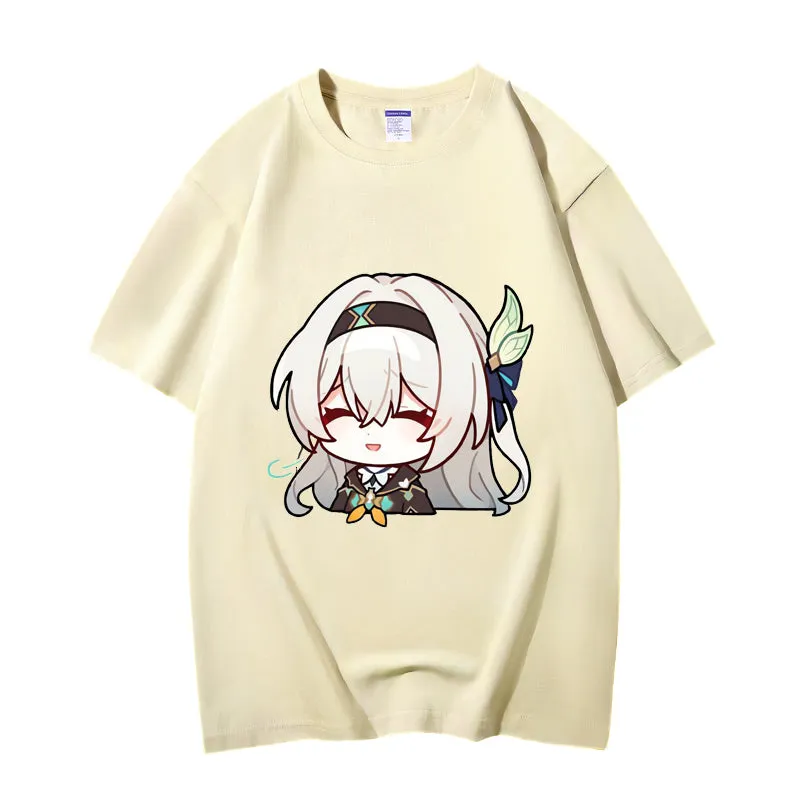 Fashion Anime Honkai：StarRail Firefly 230g GSM Hipster Style Oversized Cotton T-shirt