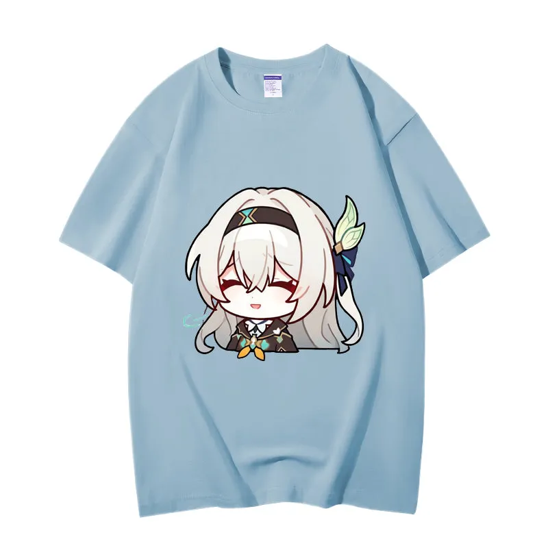 Fashion Anime Honkai：StarRail Firefly 230g GSM Hipster Style Oversized Cotton T-shirt