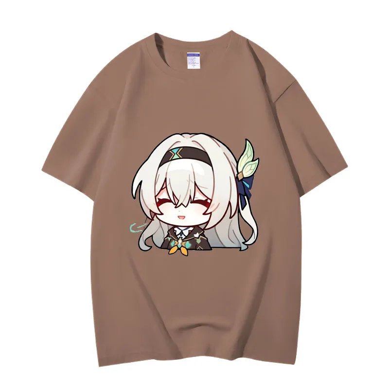 Fashion Anime Honkai：StarRail Firefly 230g GSM Hipster Style Oversized Cotton T-shirt