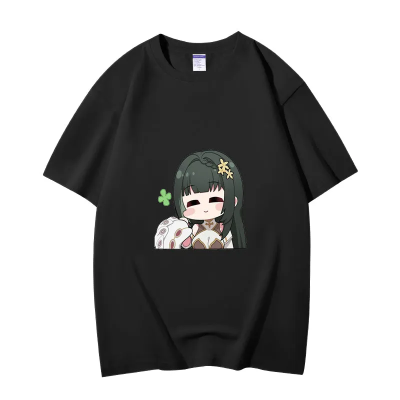 Fashion Anime Wuthering Waves BaiZhi 230g GSM Hipster Style Oversized Cotton T-shirt
