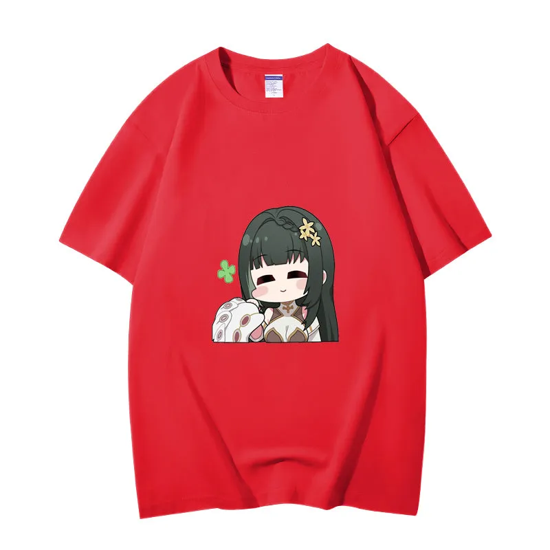 Fashion Anime Wuthering Waves BaiZhi 230g GSM Hipster Style Oversized Cotton T-shirt