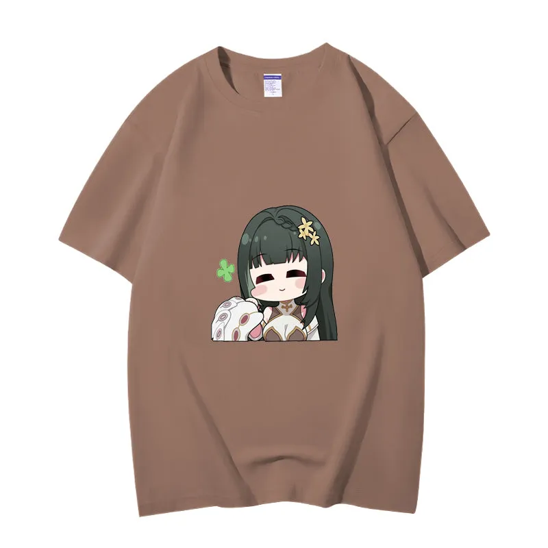 Fashion Anime Wuthering Waves BaiZhi 230g GSM Hipster Style Oversized Cotton T-shirt