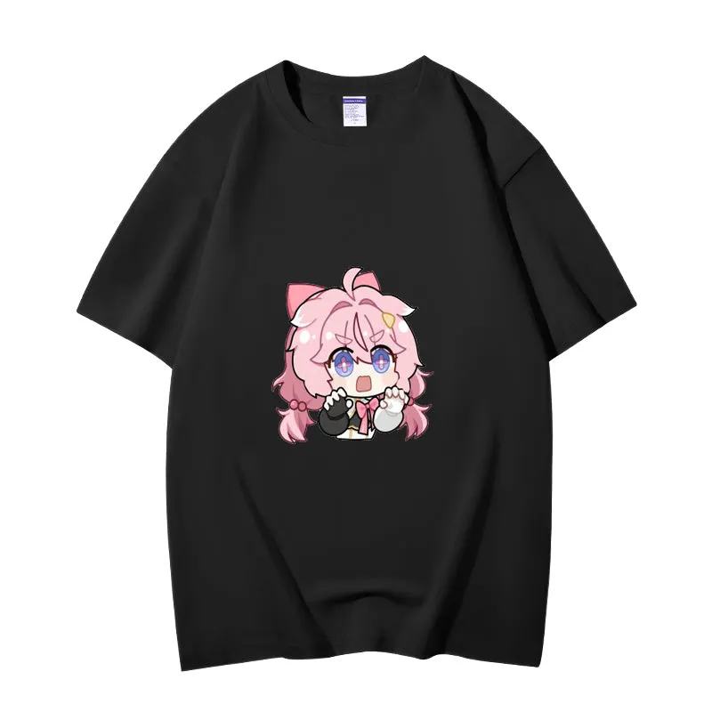 Fashion Anime Wuthering Waves Encore 230g GSM Hipster Style Oversized Cotton T-shirt