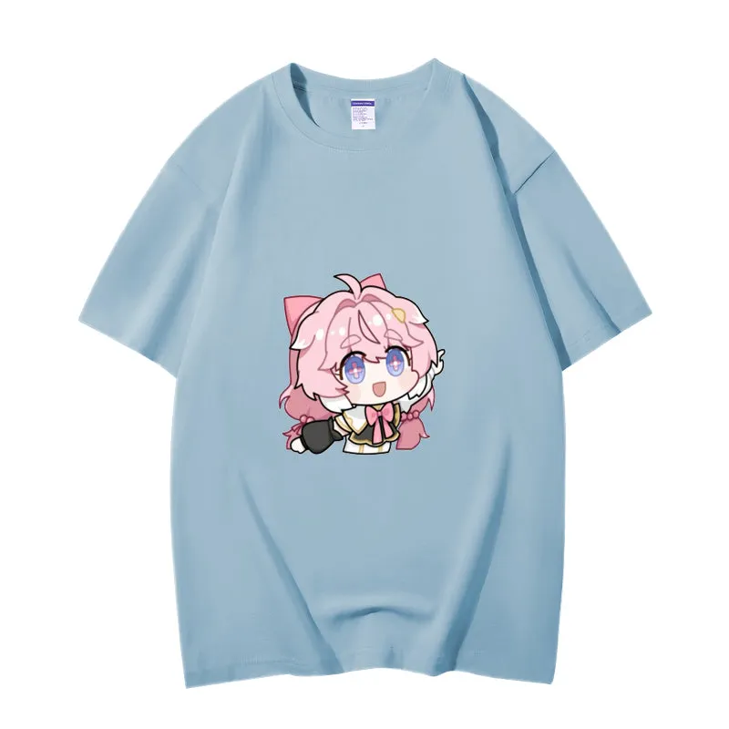 Fashion Anime Wuthering Waves Encore 230g GSM Hipster Style Oversized Cotton T-shirt