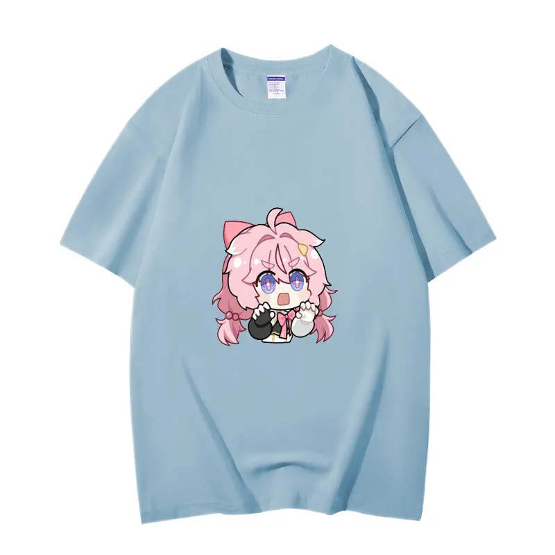 Fashion Anime Wuthering Waves Encore 230g GSM Hipster Style Oversized Cotton T-shirt