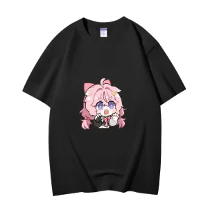 Fashion Anime Wuthering Waves Encore 230g GSM Hipster Style Oversized Cotton T-shirt