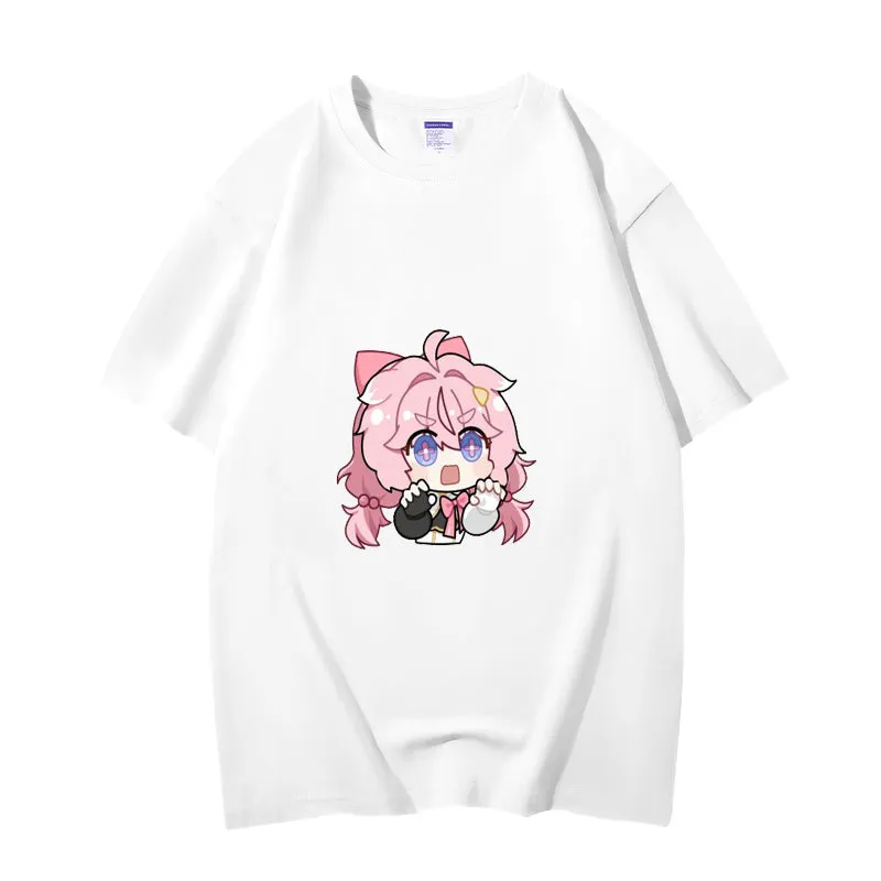 Fashion Anime Wuthering Waves Encore 230g GSM Hipster Style Oversized Cotton T-shirt