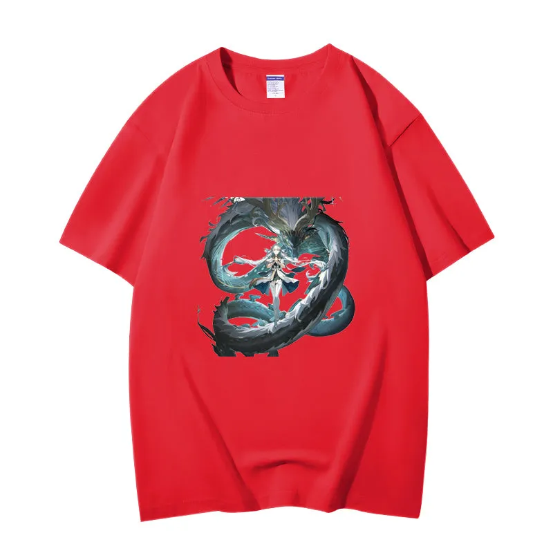 Fashion Anime Wuthering Waves Jinxi 230g GSM Hipster Style Oversized Cotton T-shirt