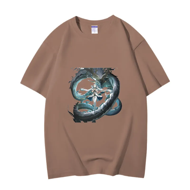 Fashion Anime Wuthering Waves Jinxi 230g GSM Hipster Style Oversized Cotton T-shirt