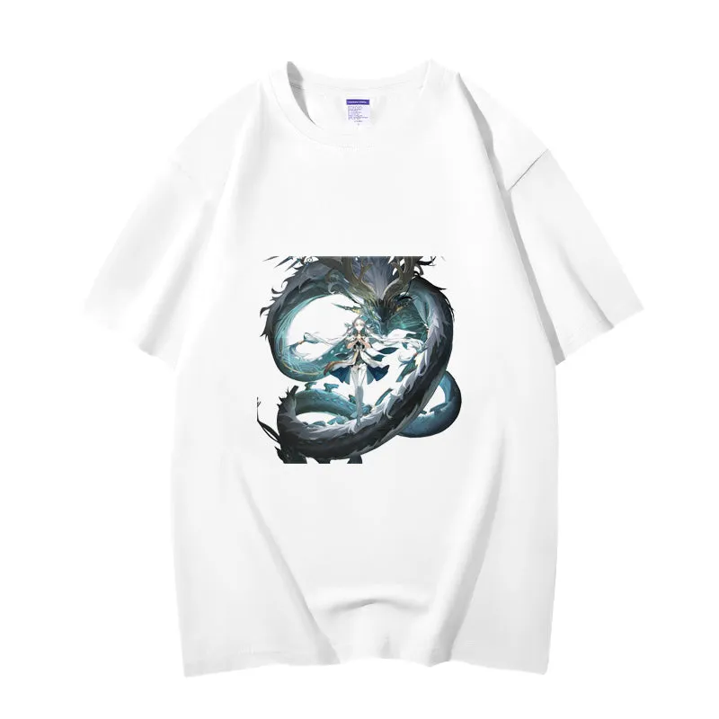 Fashion Anime Wuthering Waves Jinxi 230g GSM Hipster Style Oversized Cotton T-shirt