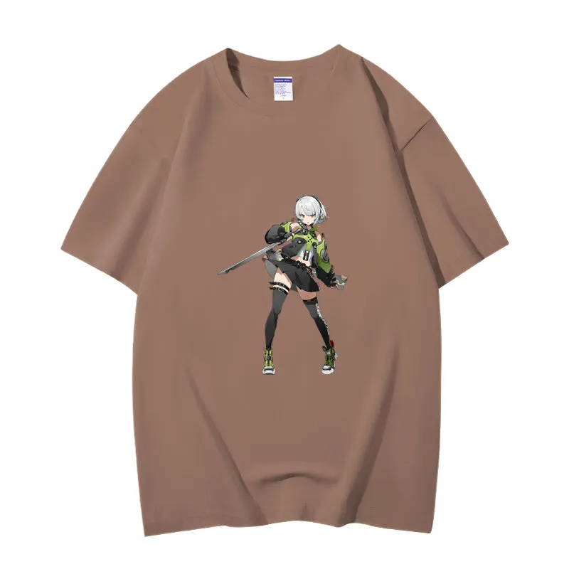 Fashion Anime Zenless Zone Zero Anby Demara 230g GSM Hipster Style Oversized Cotton T-shirt