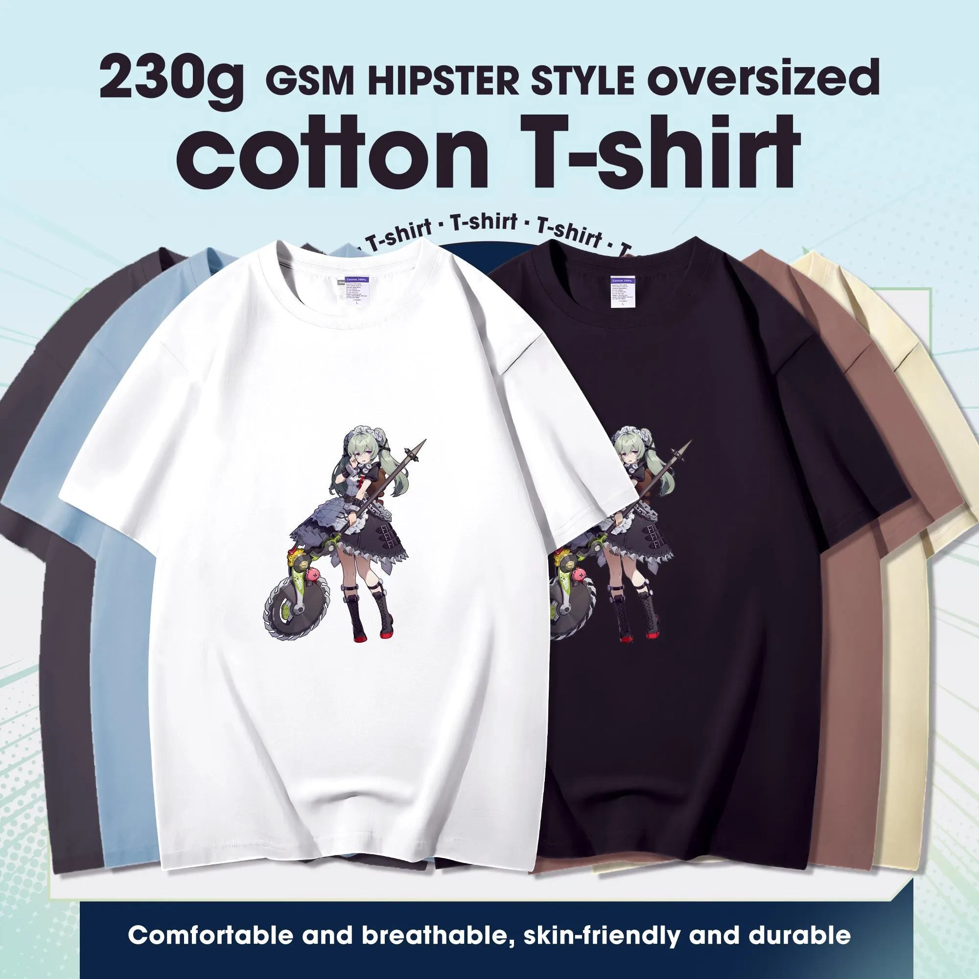 Fashion Anime Zenless Zone Zero Corin Wickes 230g GSM Hipster Style Oversized Cotton T-shirt