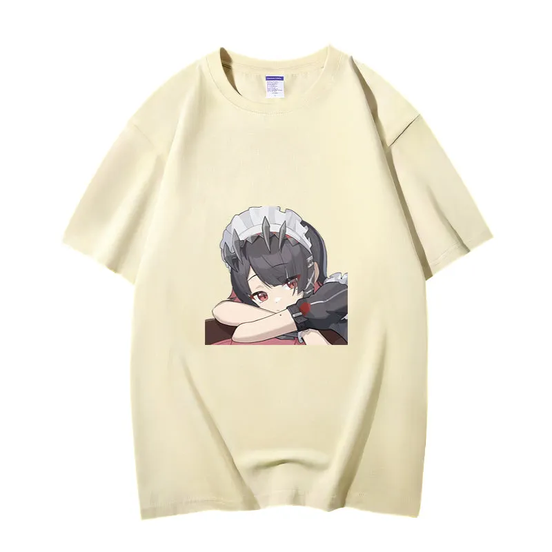Fashion Anime Zenless Zone Zero Ellen Joe 230g GSM Hipster Style Oversized Cotton T-shirt