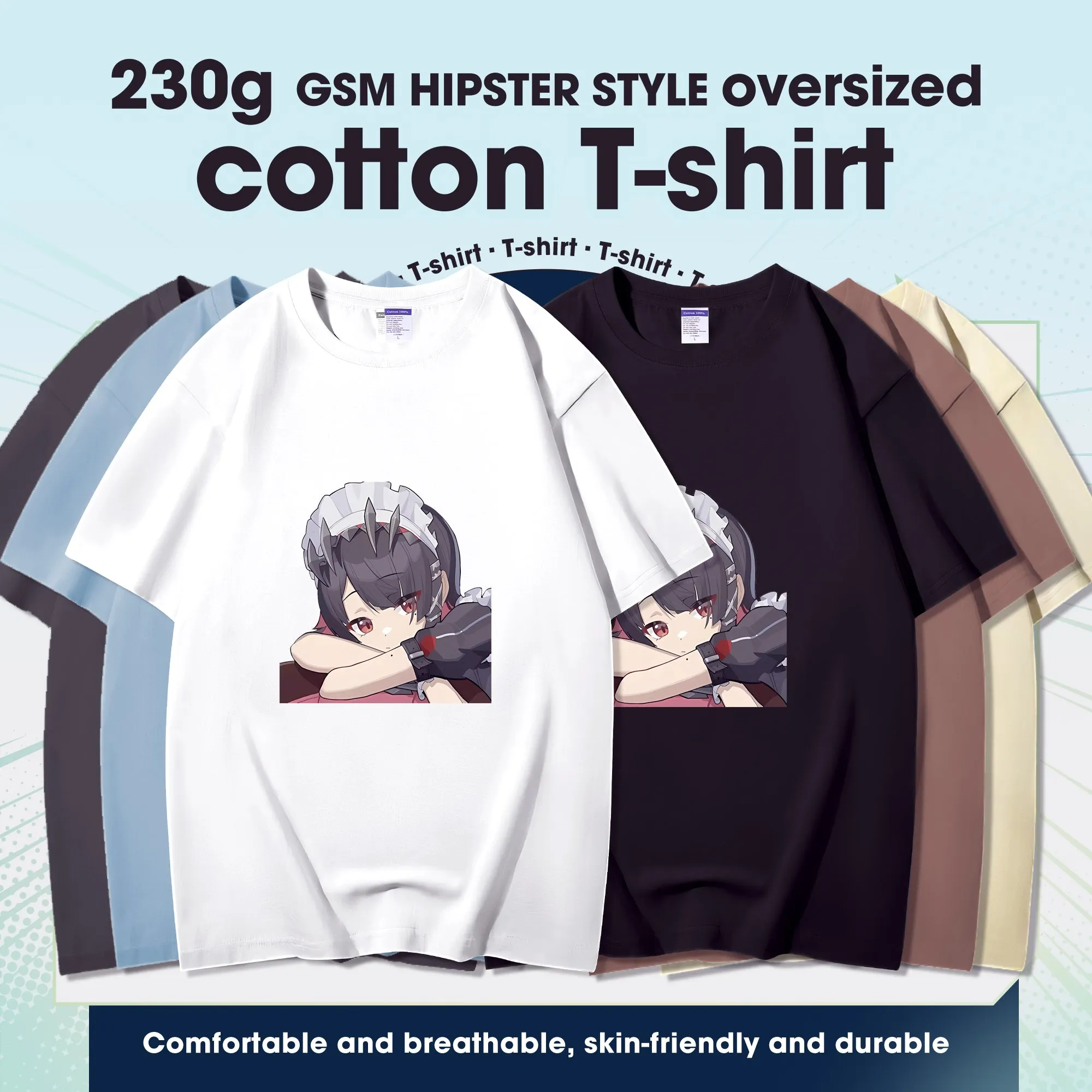 Fashion Anime Zenless Zone Zero Ellen Joe 230g GSM Hipster Style Oversized Cotton T-shirt