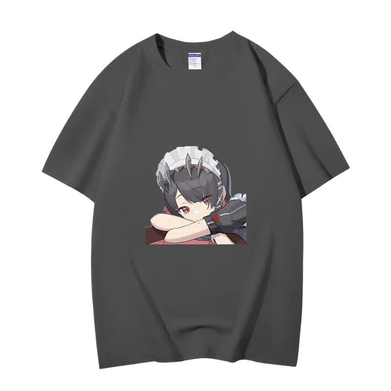 Fashion Anime Zenless Zone Zero Ellen Joe 230g GSM Hipster Style Oversized Cotton T-shirt
