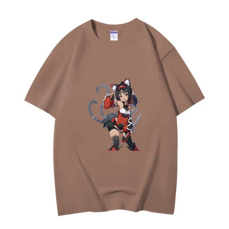 Fashion Anime Zenless Zone Zero Nekomiya Mana 230g GSM Hipster Style Oversized Cotton T-shirt