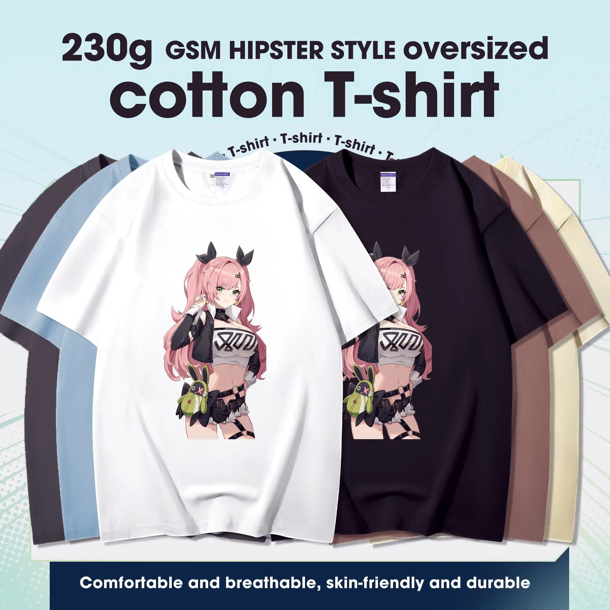 Fashion Anime Zenless Zone Zero Nicole Demara 230g GSM Hipster Style Oversized Cotton T-shirt