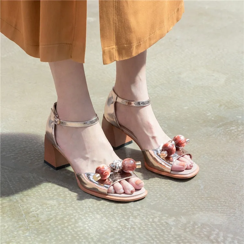 Fashion Multicolour Sandals Genuine Leather