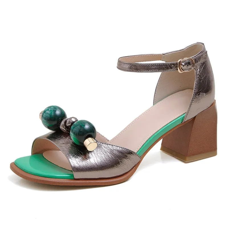Fashion Multicolour Sandals Genuine Leather