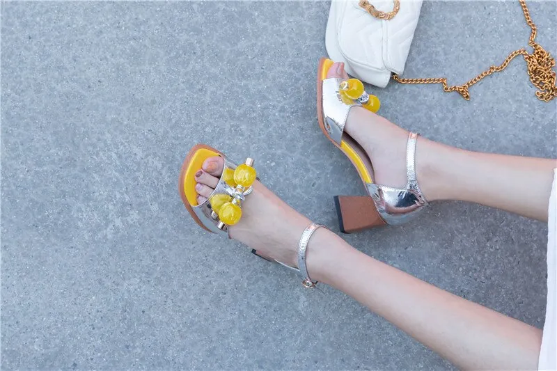 Fashion Multicolour Sandals Genuine Leather