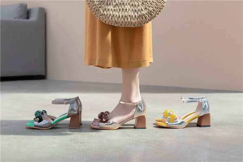 Fashion Multicolour Sandals Genuine Leather